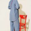 Cuffed Button Basic Two-Piece Set Blue – Image 3