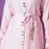 Metal Buttoned Belted Two-Piece Set Pink – Bild 4