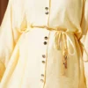 Metal Buttoned Belted Two-Piece Set Yellow - Afbeelding 4