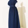 Metal Button Sleeveless Denim Dress Navy Blue - Imagen 3