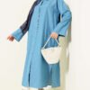 Slit Detail Tencel Long Tunic Denim Blue