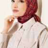 Mini Floral Detailed Scarf Burgundy