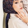 Mini Floral Detailed Scarf Navy Blue - Image 2