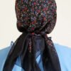 ⁦Mini Floral Detailed Scarf Black⁩ - الصورة ⁦3⁩