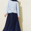 Short Knit Cardigan with Mini Floral Embroidery Blue – Bild 2
