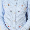 Short Knit Cardigan with Mini Floral Embroidery Blue – Bild 4