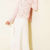 Short Knit Cardigan with Mini Floral Embroidery Pink - Image 2