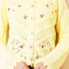 Short Knit Cardigan with Mini Floral Embroidery Yellow - Image 4
