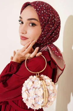 Floral Stripe Transition Scarf Burgundy