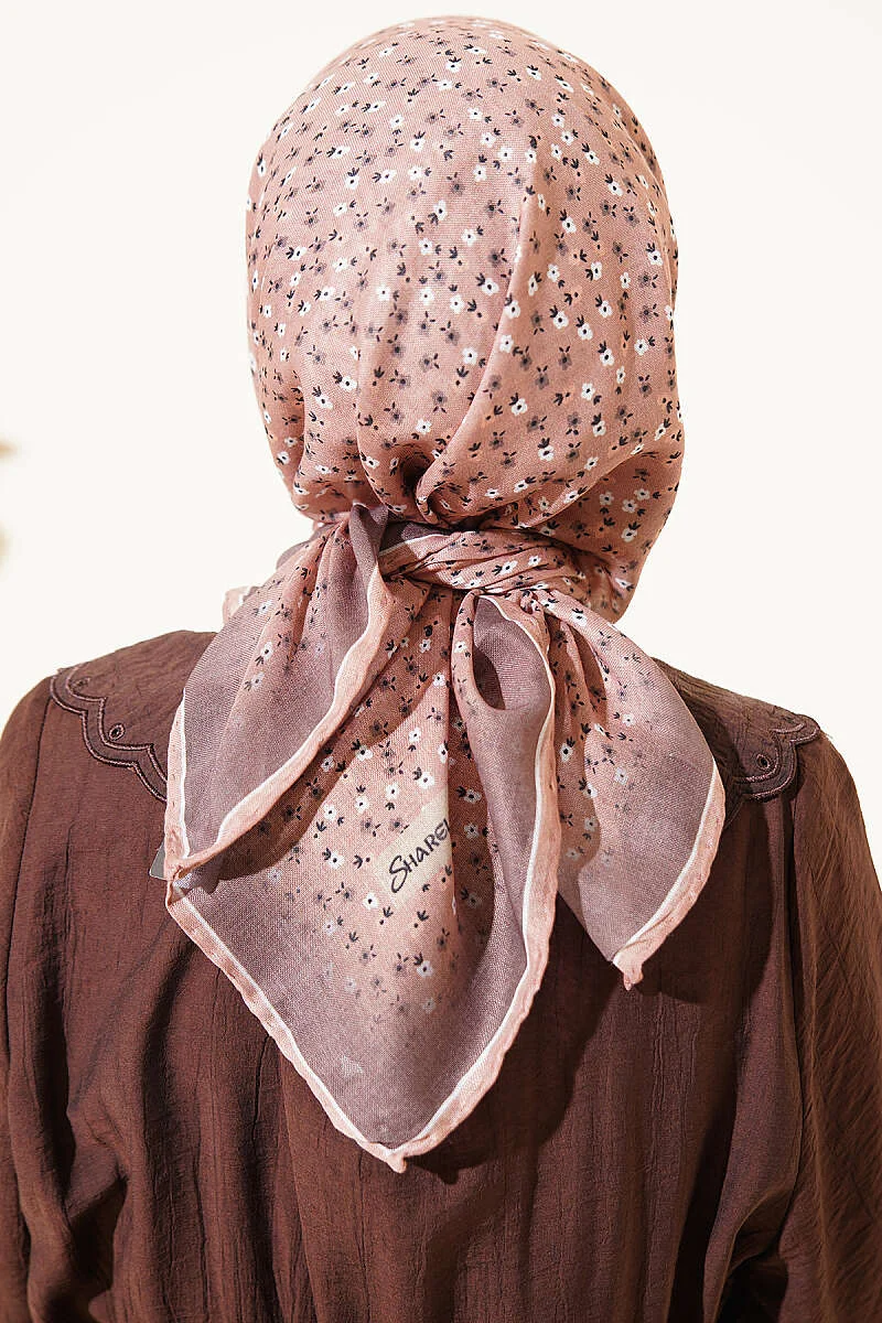 Floral Stripe Transition Scarf Latte – Bild 3