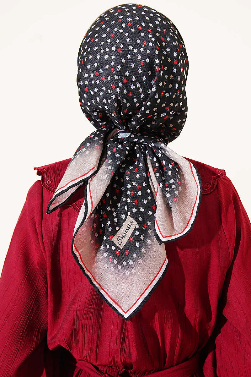 Floral Stripe Transition Scarf Black - Imagen 3