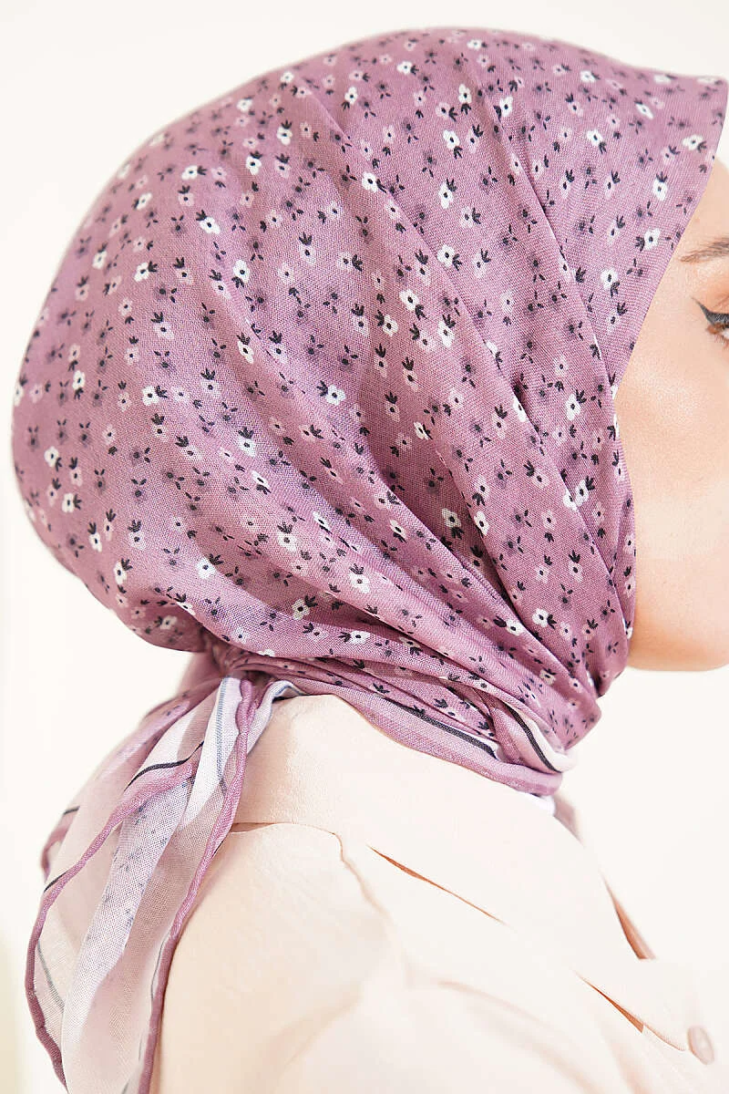 Floral Stripe Transition Scarf Mink – Image 4