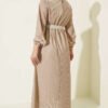 Mini Polka Dot Patterned Dress Beige - Image 3