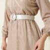Mini Polka Dot Patterned Dress Beige - Image 4