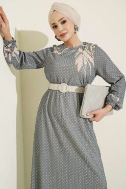 Alternative view of Mini Polka Dot Patterned Dress Grey
