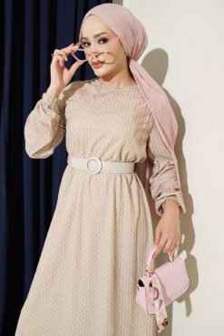 Alternative view of Mini Polka Dot Patterned Dress Powder Pink