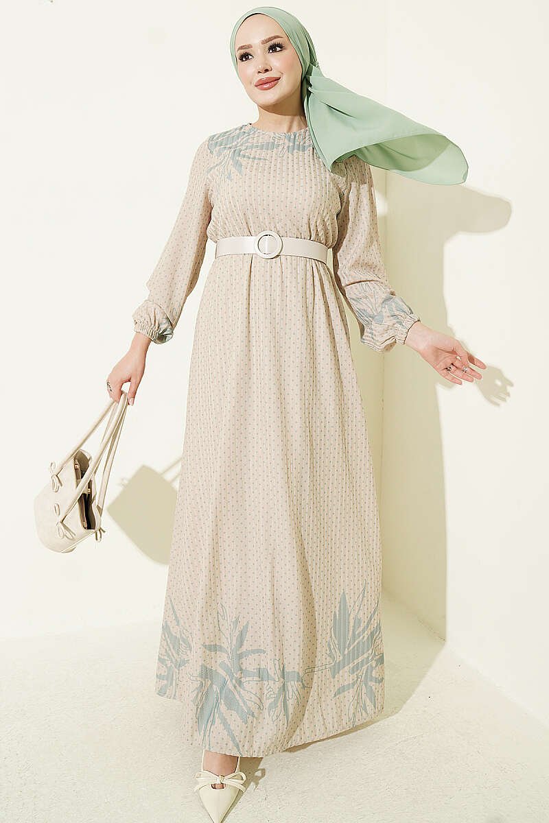 Mini Polka Dot Patterned Dress Aqua Green