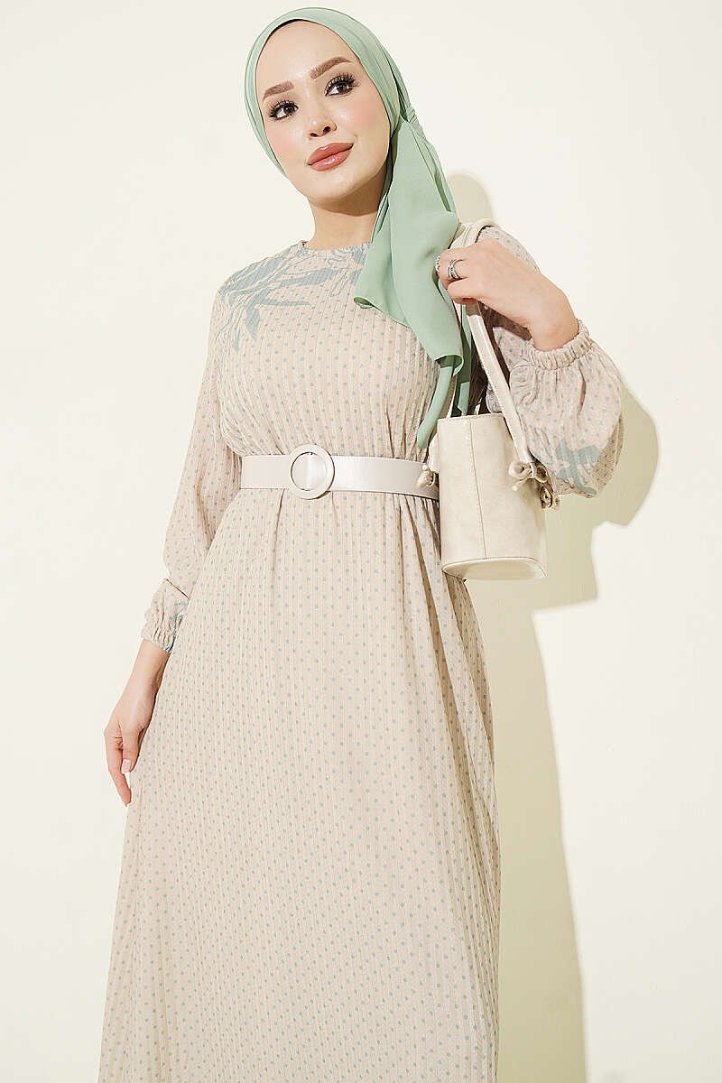 Mini Polka Dot Patterned Dress Aqua Green - Image 2