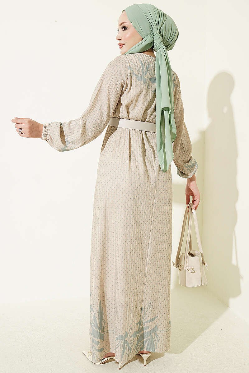 Mini Polka Dot Patterned Dress Aqua Green - Image 3