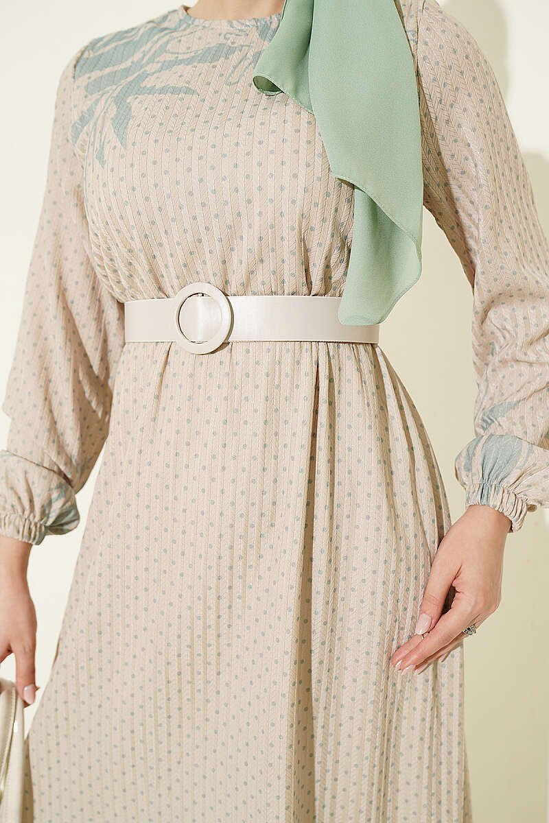 Mini Polka Dot Patterned Dress Aqua Green - Image 4