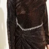 Mini Stone Detailed Evening Dress Brown - Afbeelding 4