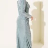 Mini Stone Detailed Evening Dress Mint - Imagen 3