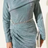 Mini Stone Detailed Evening Dress Mint - Imagen 4