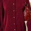 ⁦Mini Stone Button Shirt Burgundy⁩ - الصورة ⁦4⁩