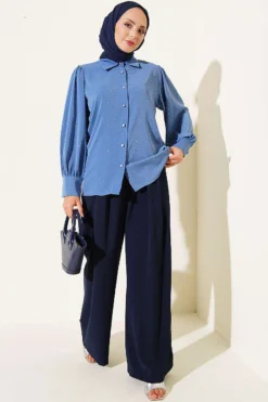 Vista alternativa de Mini Stone Button Shirt Indigo