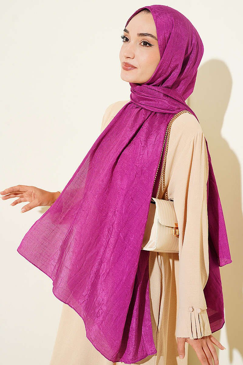 Monogram Patterned Crinkle Scarf Lilac – Bild 2