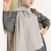 Monogram Patterned Crinkle Scarf Grey - Afbeelding 2