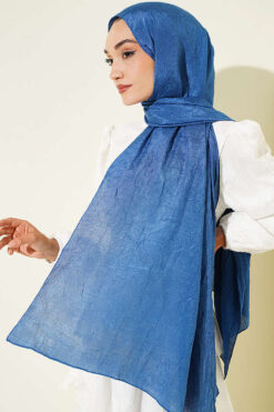 Alternative view of Monogram Patterned Crinkle Scarf Indigo