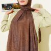 Monogram Patterned Crinkle Scarf Brown – Image 2