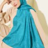 Monogram Patterned Crinkle Scarf Turquoise