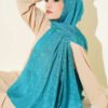 Monogram Patterned Crinkle Scarf Turquoise - Imagen 2