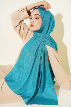 Alternative view of Monogram Patterned Crinkle Scarf Turquoise