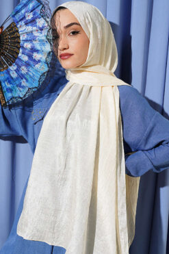 Alternative view of Monogram Patterned Crinkle Scarf Cream