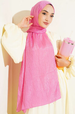 Alternative view of Monogram Patterned Crinkle Scarf Pink