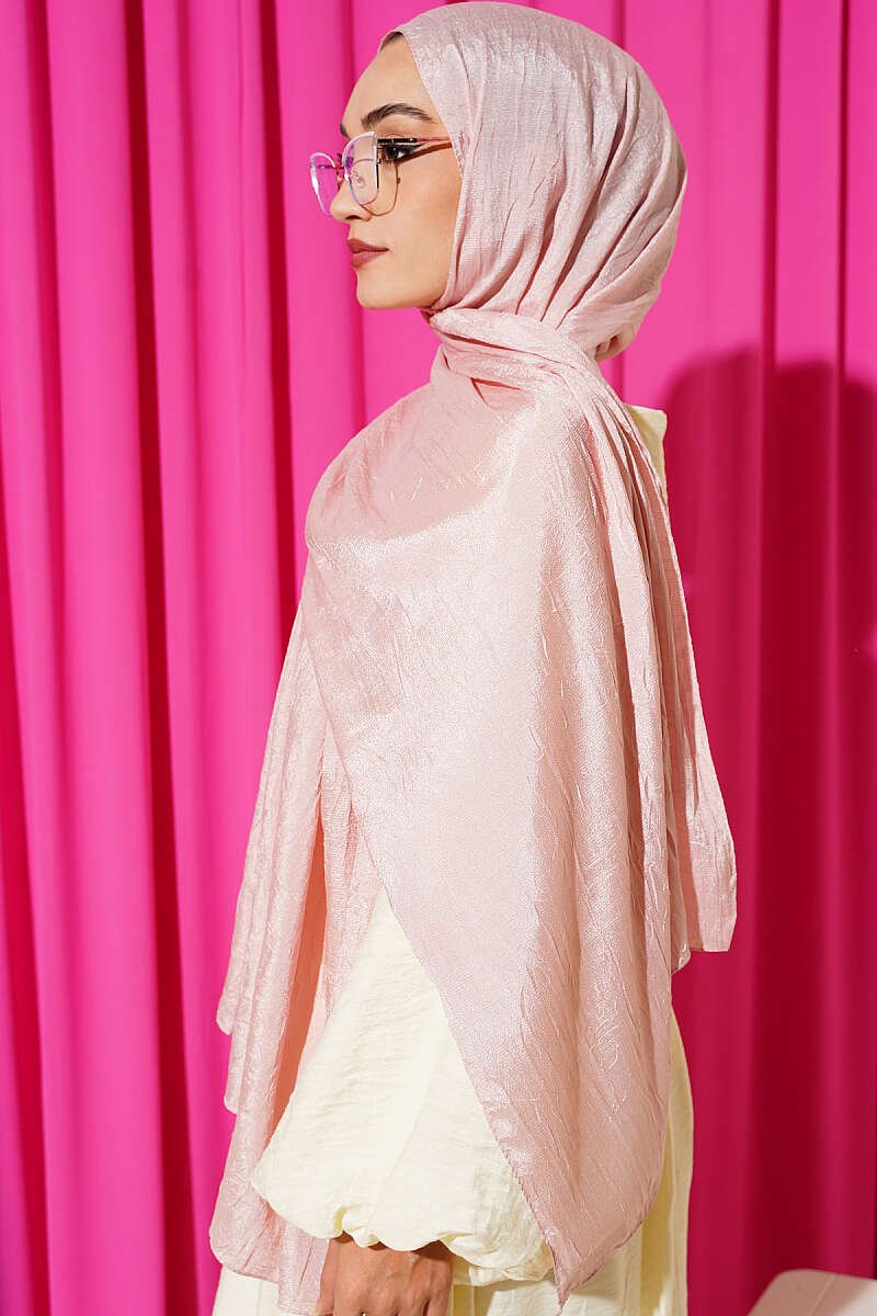 Monogram Patterned Crinkle Scarf Powder Pink - Afbeelding 3