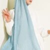 Monogram Patterned Crinkle Scarf Turquoise