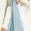 Monogram Patterned Crinkle Scarf Turquoise - Afbeelding 2