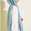 Monogram Patterned Crinkle Scarf Turquoise - Afbeelding 3