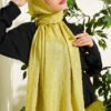 Monogram Patterned Crinkle Scarf Oil Green