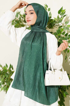 Alternative view of Monogram Patterned Crinkle Scarf Emerald