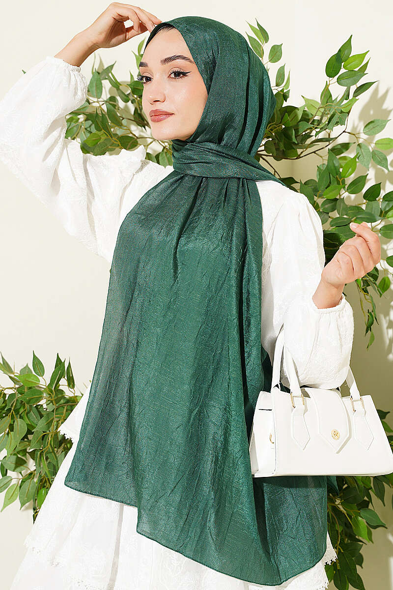 Monogram Patterned Crinkle Scarf Emerald – Bild 2