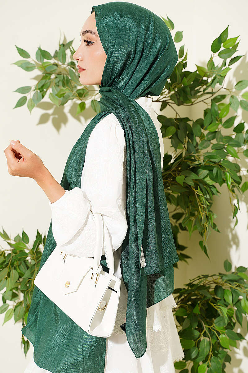 Monogram Patterned Crinkle Scarf Emerald – Bild 3