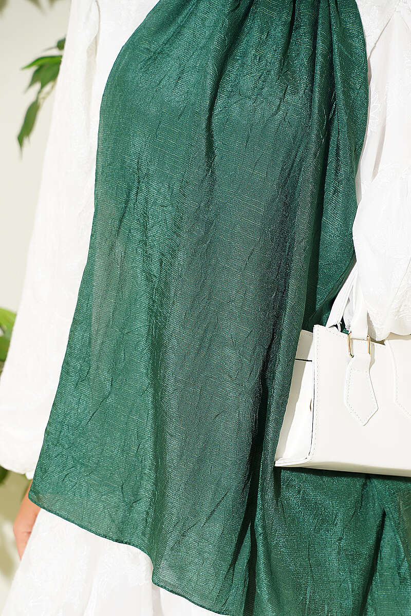 Monogram Patterned Crinkle Scarf Emerald – Bild 4