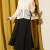Patterned Openwork Short Cardigan Beige - immagine 2