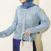 Patterned Openwork Short Cardigan Indigo