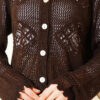 Patterned Openwork Short Cardigan Brown – Image 4